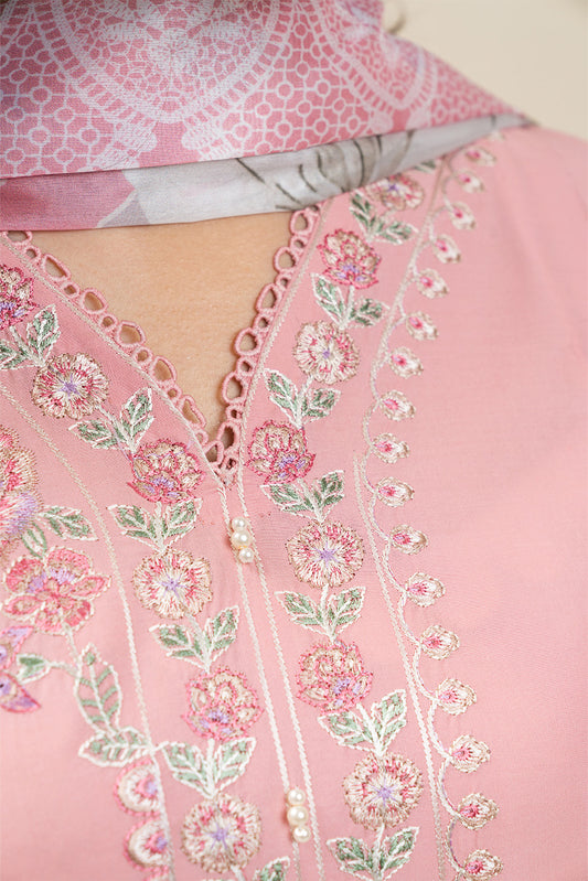 3 PIECE EMBROIDERED LAWN SUIT-BLUSH BLOOM (UNSTITCHED)