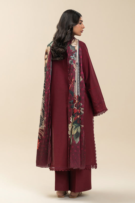 3 PIECE EMBROIDERED LAWN SUIT-RUBELLITE BLOOM (UNSTITCHED)