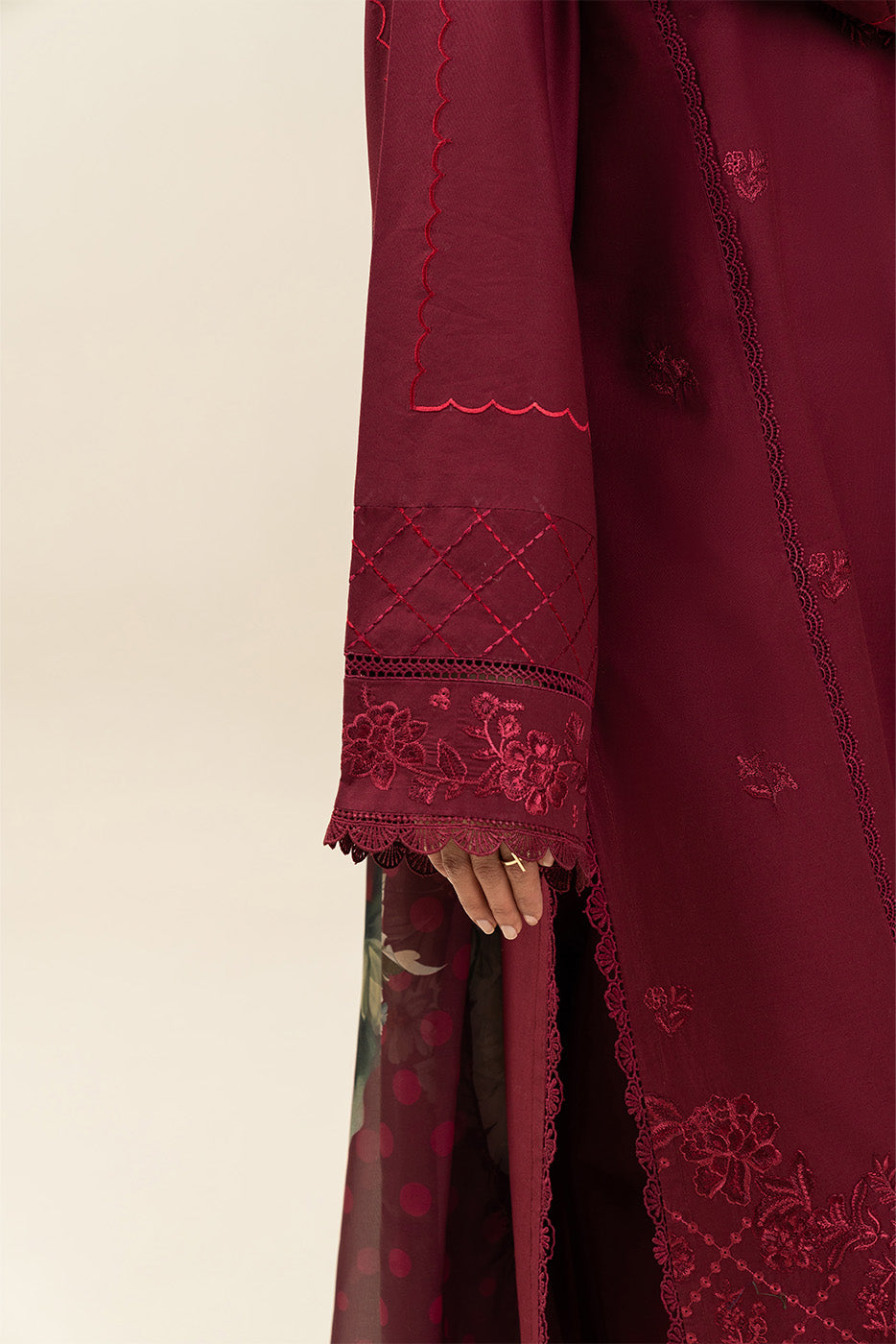 3 PIECE EMBROIDERED LAWN SUIT-RUBELLITE BLOOM (UNSTITCHED)