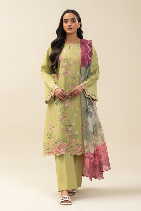 3 PIECE EMBROIDERED LAWN SUIT-SAGE BLOSSOM (UNSTITCHED)