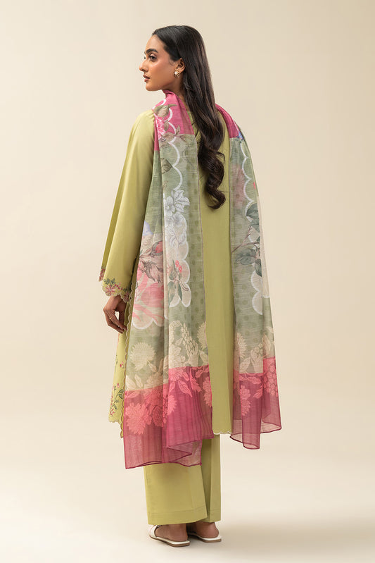 3 PIECE EMBROIDERED LAWN SUIT-SAGE BLOSSOM (UNSTITCHED)