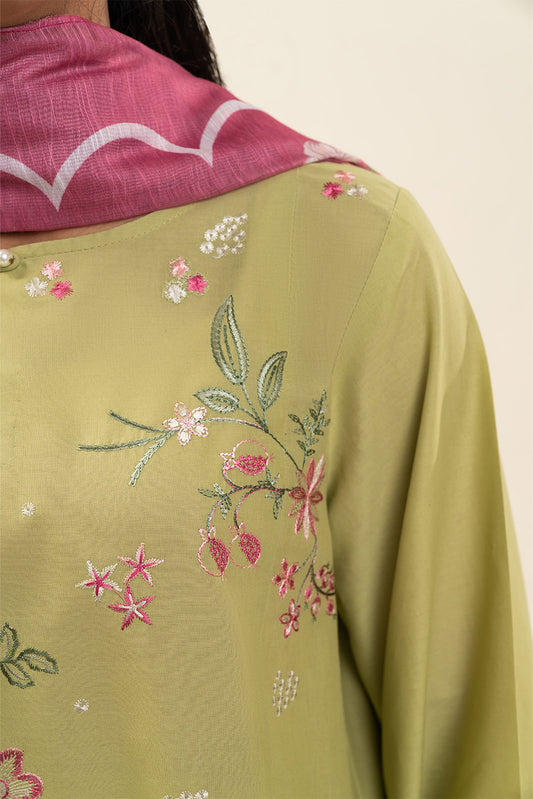 3 PIECE EMBROIDERED LAWN SUIT-SAGE BLOSSOM (UNSTITCHED)