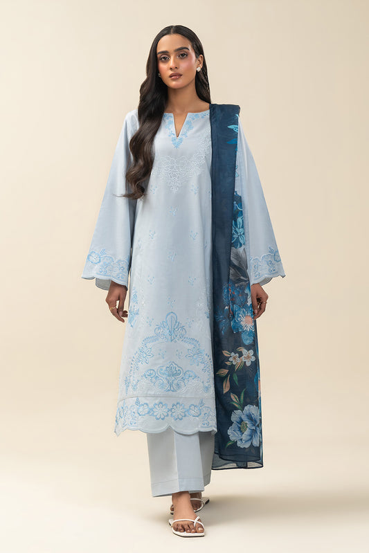 3 PIECE EMBROIDERED LAWN SUIT-FADED BREEZE (UNSTITCHED)