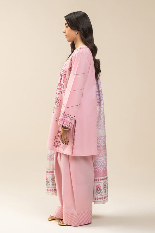3 PIECE EMBROIDERED LAWN SUIT-ROSEATE (UNSTITCHED)