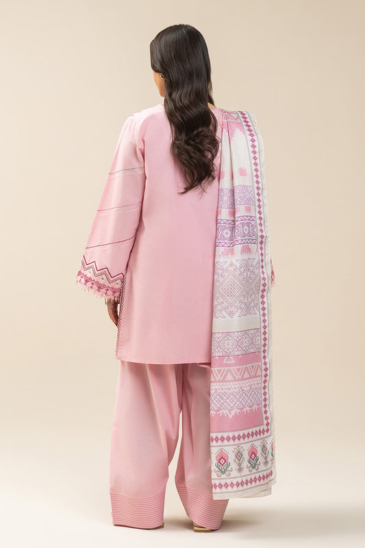 3 PIECE EMBROIDERED LAWN SUIT-ROSEATE (UNSTITCHED)