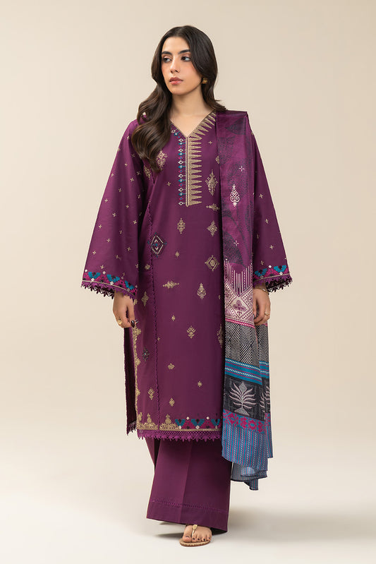 3 PIECE EMBROIDERED LAWN SUIT-TRIBAL WEFT (UNSTITCHED)