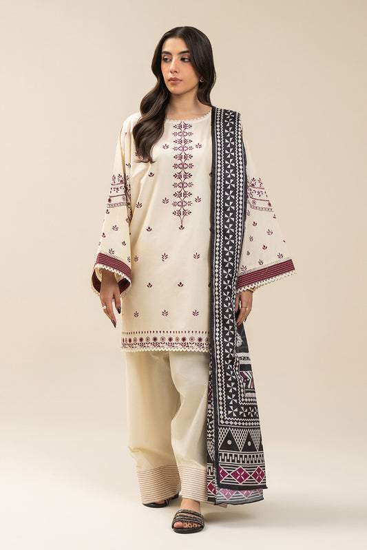 3 PIECE EMBROIDERED LAWN SUIT-TRIBAL TWIST (UNSTITCHED)