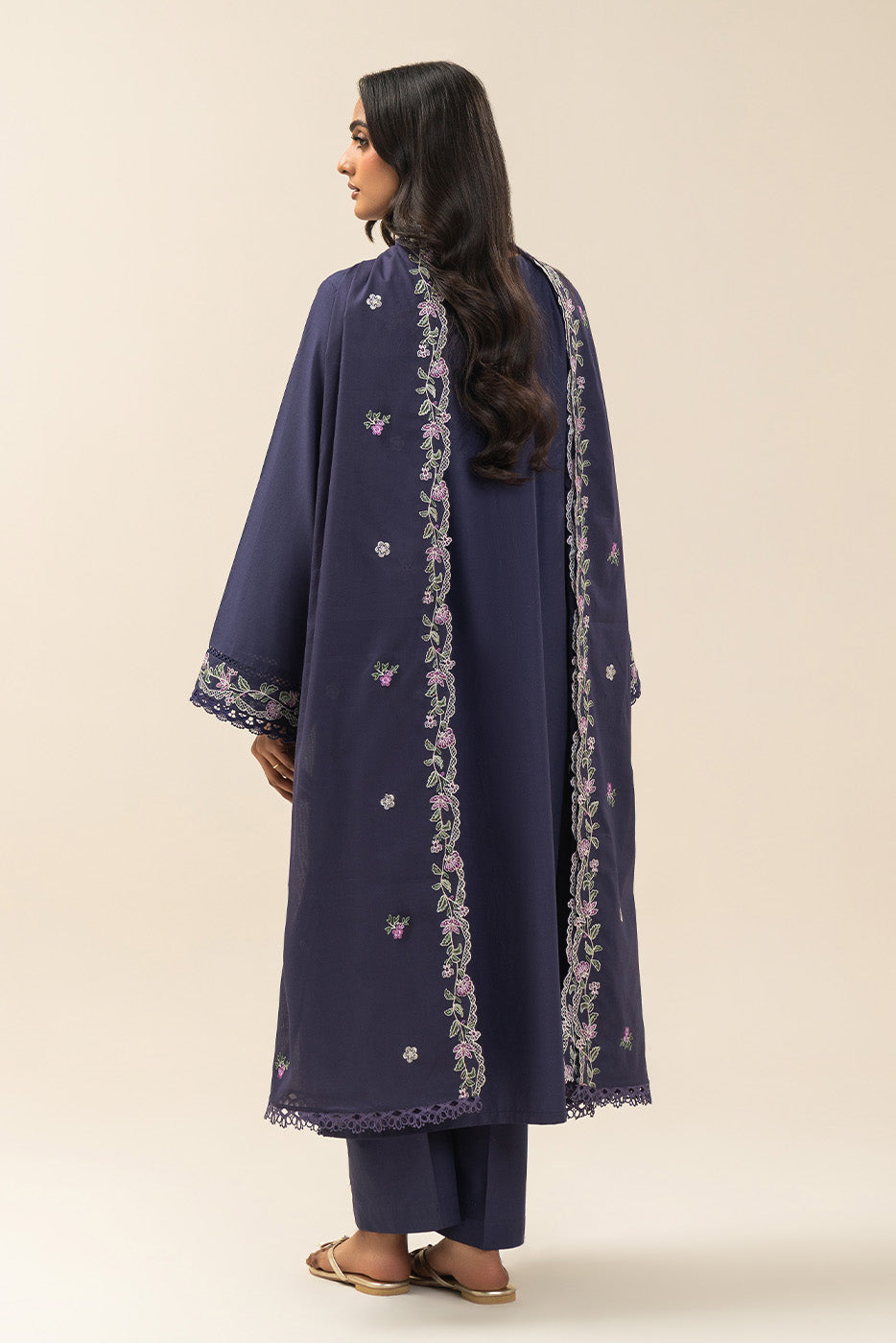 3 PIECE EMBROIDERED LAWN SUIT-PERIWINKLE (UNSTITCHED)