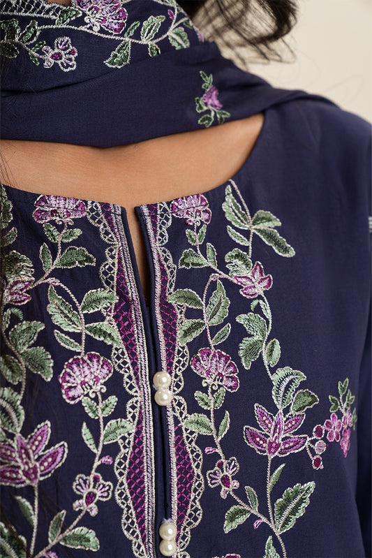 3 PIECE EMBROIDERED LAWN SUIT-PERIWINKLE (UNSTITCHED)