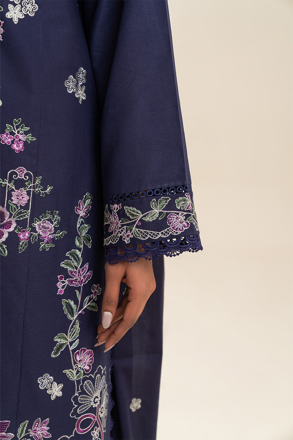3 PIECE EMBROIDERED LAWN SUIT-PERIWINKLE (UNSTITCHED)