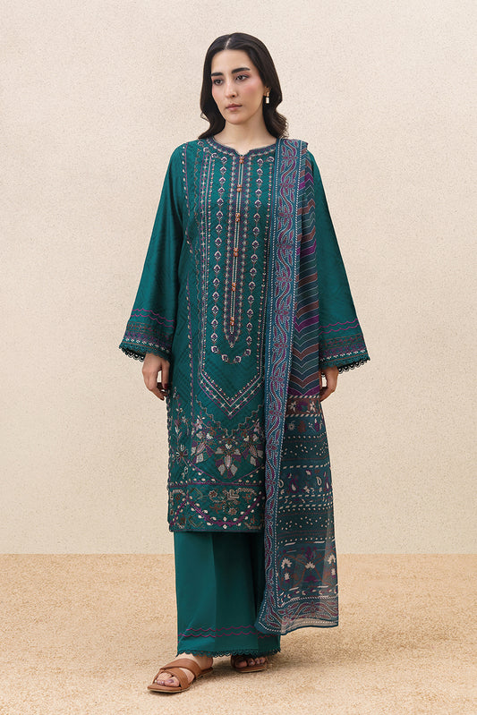 3 PIECE EMBROIDERED SELF JACQUARD  SUIT-AURA GLEAM (UNSTITCHED)