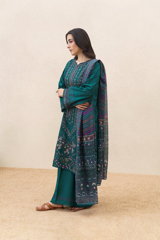 3 PIECE EMBROIDERED SELF JACQUARD  SUIT-AURA GLEAM (UNSTITCHED)