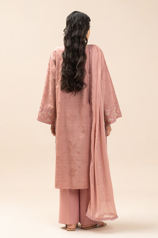 3 PIECE EMBROIDERED SELF JACQUARD SUIT-BLUSH GARDEN (UNSTITCHED)