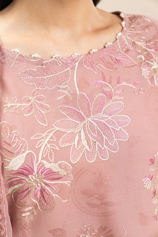 3 PIECE EMBROIDERED SELF JACQUARD SUIT-BLUSH GARDEN (UNSTITCHED)