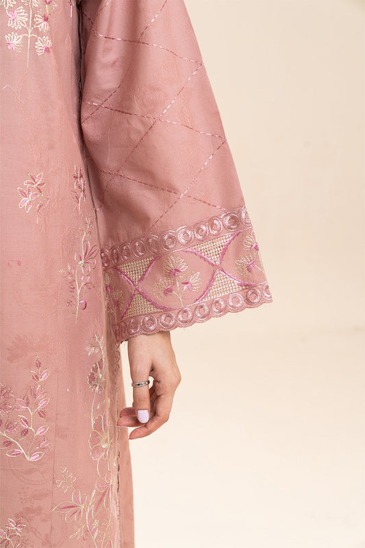 3 PIECE EMBROIDERED SELF JACQUARD SUIT-BLUSH GARDEN (UNSTITCHED)