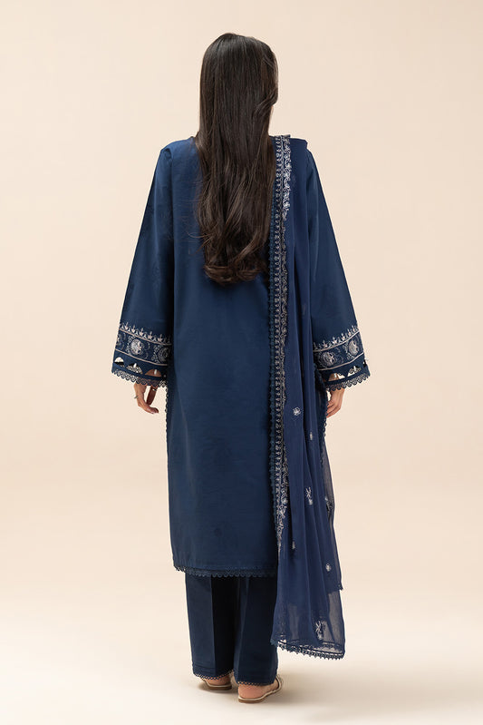 3 PIECE EMBROIDERED SELF JACQUARD SUIT-LUNAR THREAD (UNSTITCHED)