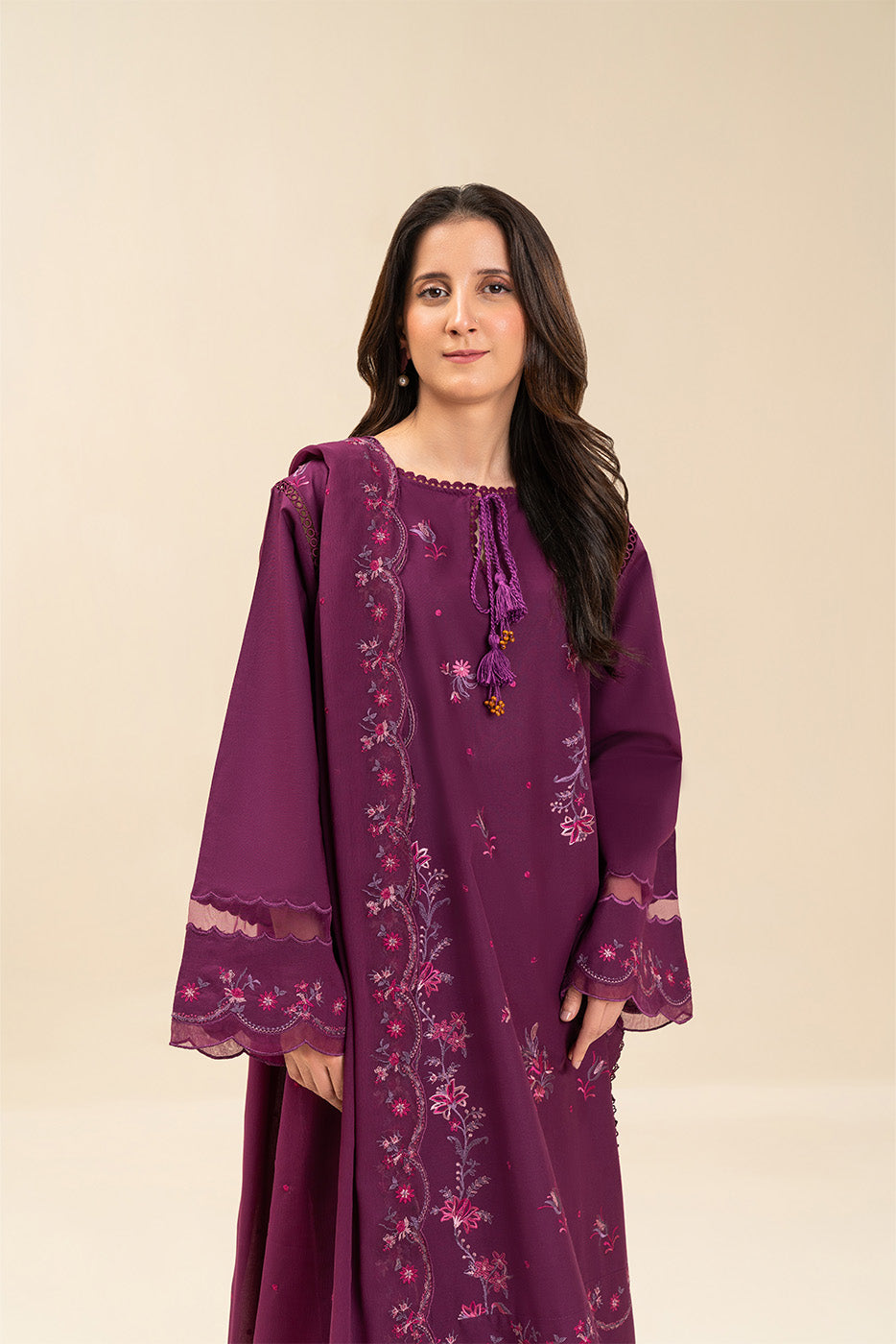3 PIECE EMBROIDERED LAWN SUIT-MULBERRY BLOOM (UNSTITCHED)