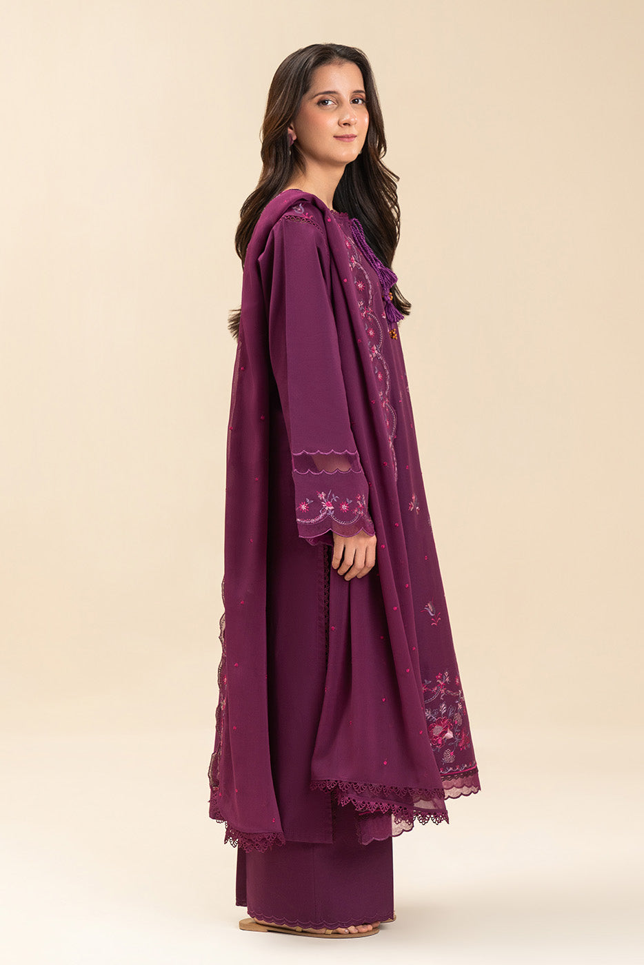 3 PIECE EMBROIDERED LAWN SUIT-MULBERRY BLOOM (UNSTITCHED)
