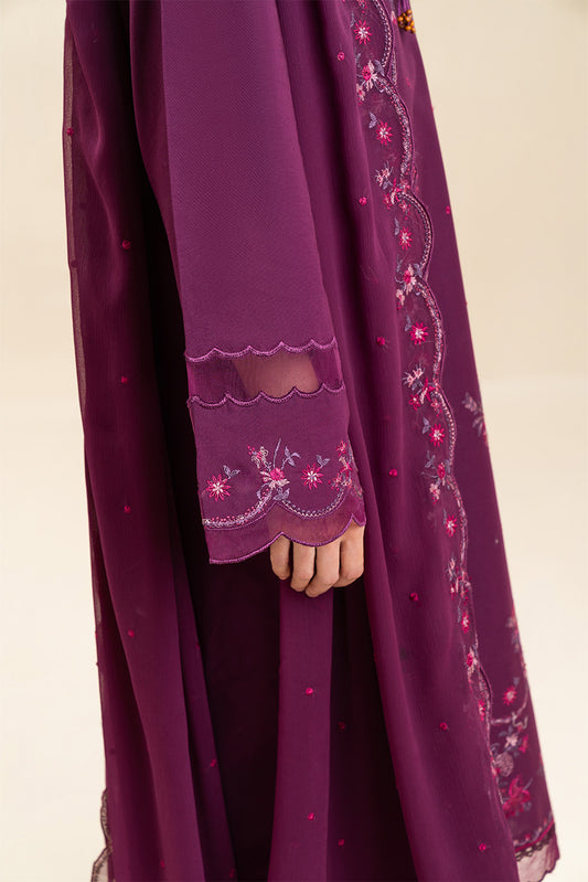 3 PIECE EMBROIDERED LAWN SUIT-MULBERRY BLOOM (UNSTITCHED)
