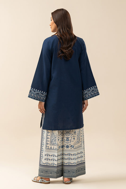 2 PIECE EMBROIDERED LAWN SUIT-NAVY SPRUCE (UNSTITCHED)