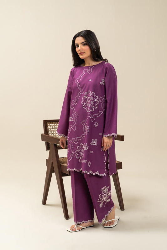 2 PIECE EMBROIDERED LAWN SUIT-GLISTENING GRAPE (UNSTITCHED)