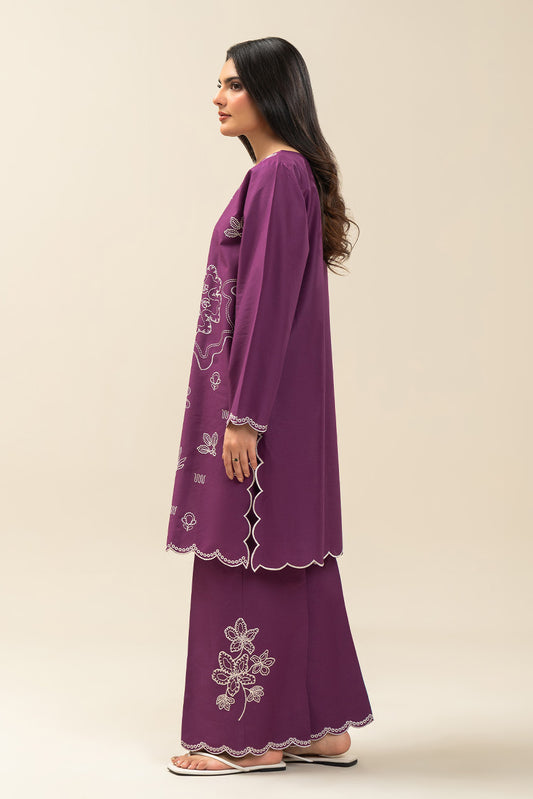 2 PIECE EMBROIDERED LAWN SUIT-GLISTENING GRAPE (UNSTITCHED)