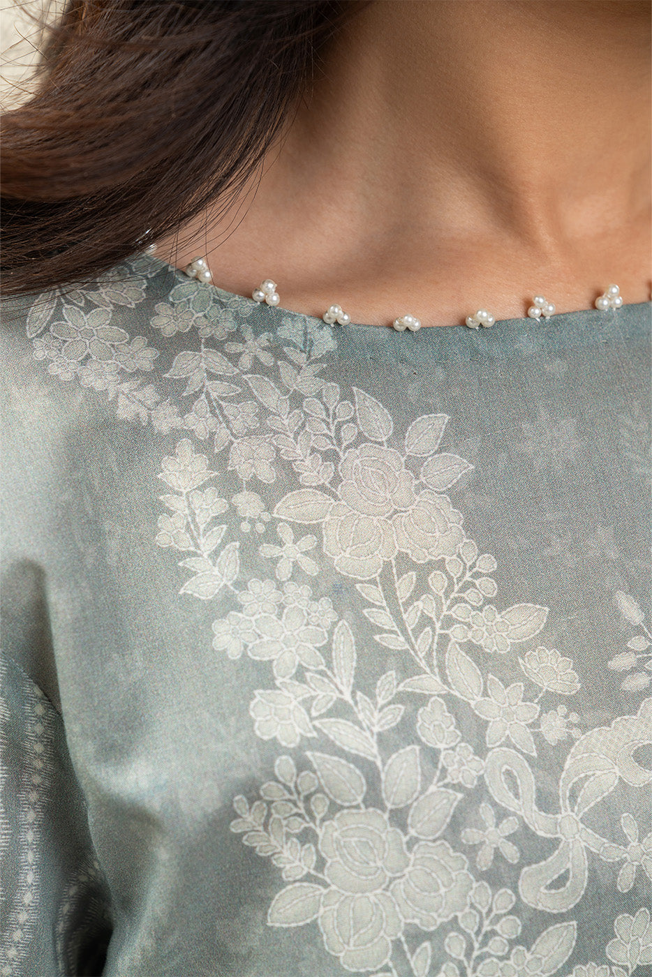 3 PIECE PRINTED LAWN SUIT-SAGE GIN (UNSTITCHED)