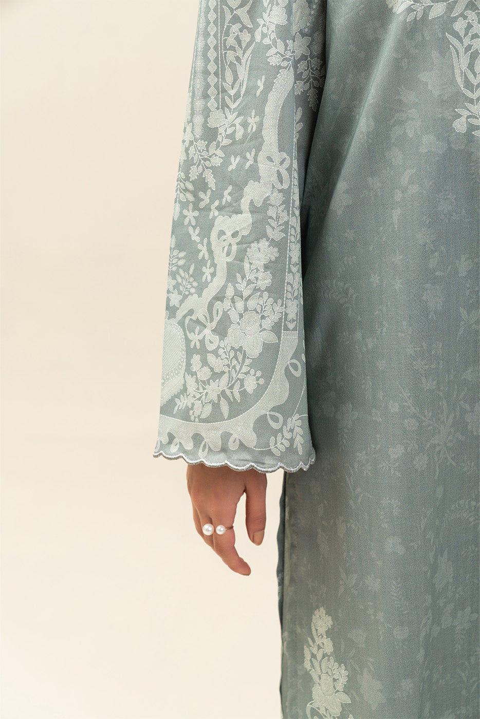 3 PIECE PRINTED LAWN SUIT-SAGE GIN (UNSTITCHED)