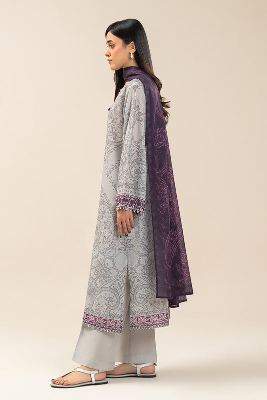 3 PIECE PRINTED LAWN SUIT-ARCANE MAUVE (UNSTITCHED)