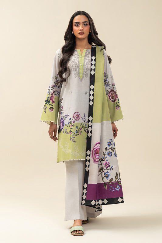 3 PIECE PRINTED LAWN SUIT-CITRON SIZZLE (UNSTITCHED)