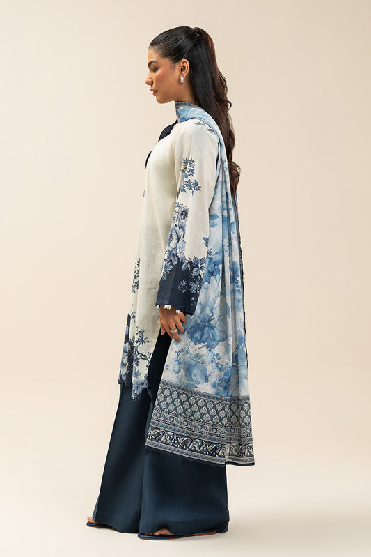 3 PIECE PRINTED LAWN SUIT-AZURE FLINT (UNSTITCHED)
