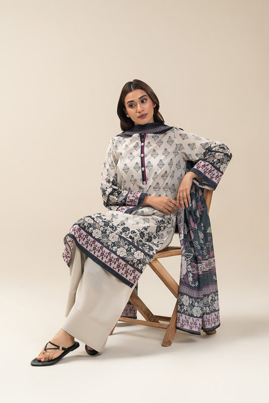 3 PIECE PRINTED LAWN SUIT-WHIMSICAL FLORET SUIT