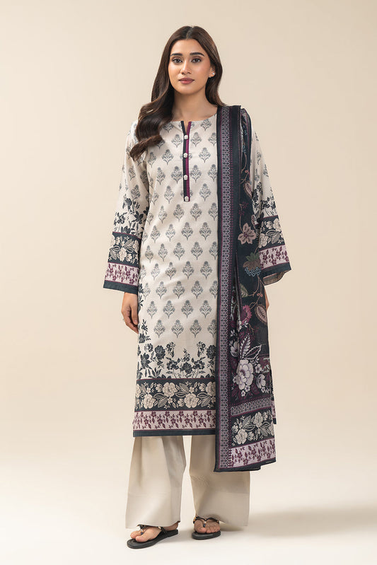 3 PIECE PRINTED LAWN SUIT-WHIMSICAL FLORET SUIT (UNSTITCHED)