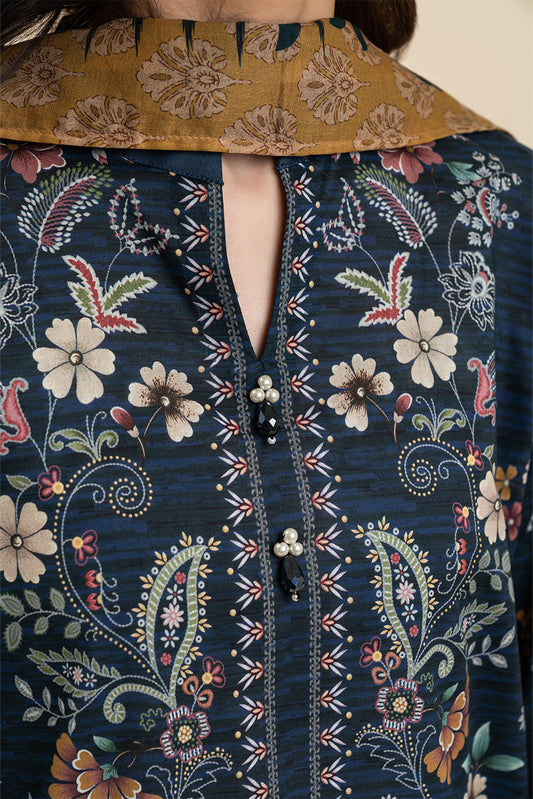 3 PIECE PRINTED LAWN SUIT-DANDELION GARLAND (UNSTITCHED)