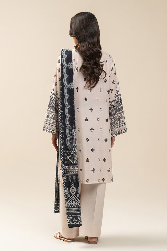 3 PIECE PRINTED LAWN SUIT-IVORY ALLURE (UNSTITCHED)