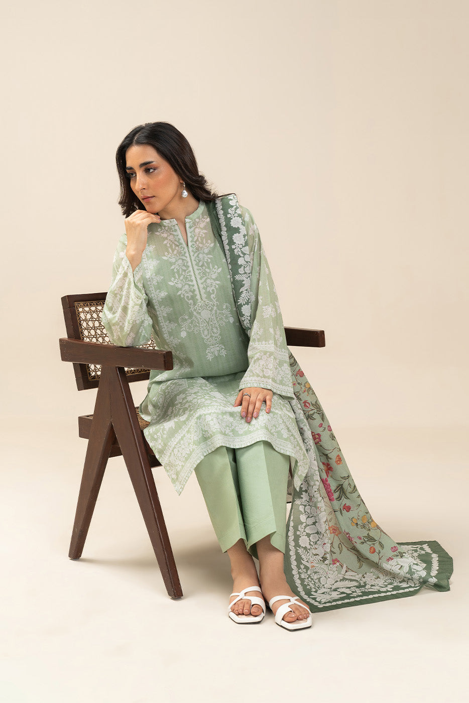 3 PIECE PRINTED LAWN SUIT-SPRING FIELDS (UNSTITCHED)