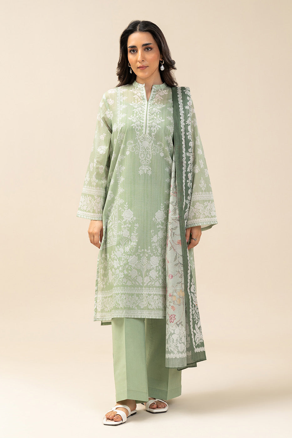 3 PIECE PRINTED LAWN SUIT-SPRING FIELDS (UNSTITCHED)