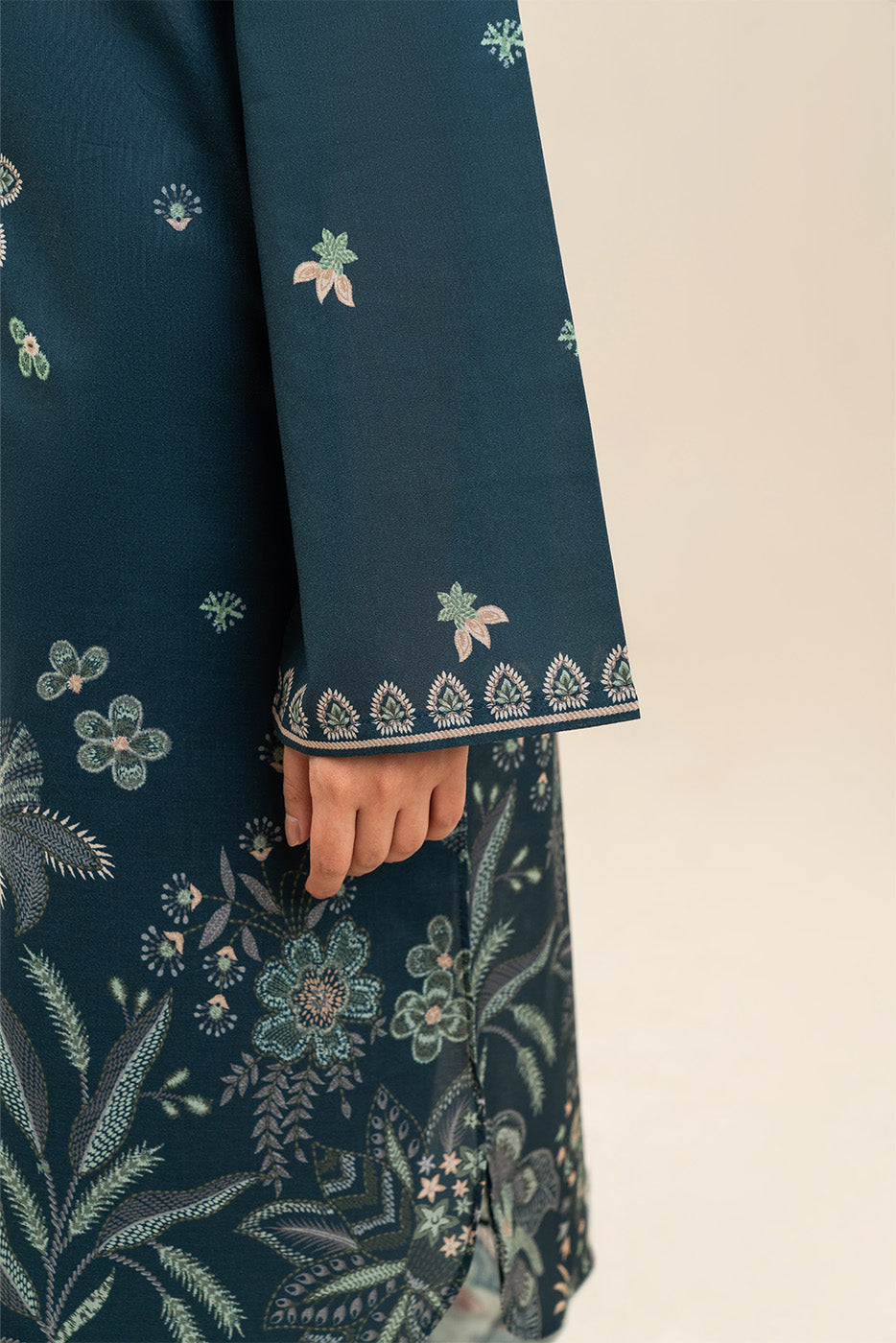 3 PIECE PRINTED LAWN SUIT-MYSTIC TEAL (UNSTITCHED)