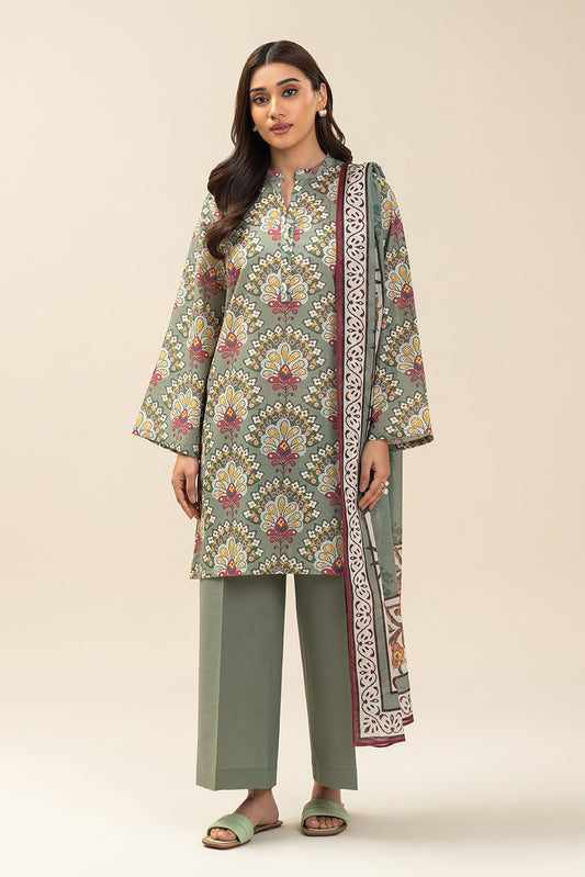 3 PIECE PRINTED LAWN SUIT-SAGE BLISS (UNSTITCHED)