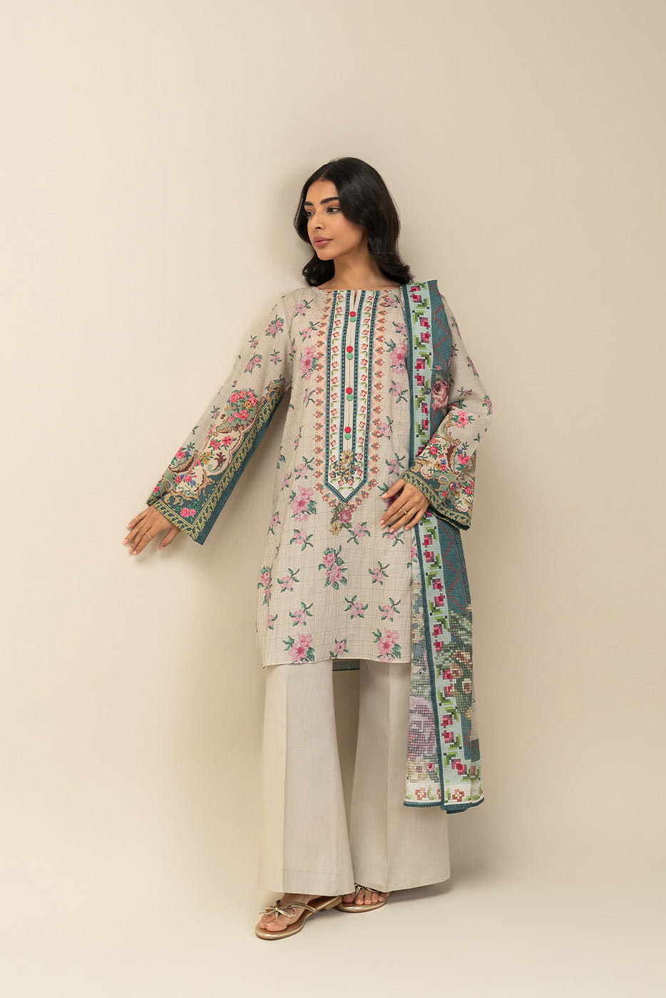 3 PIECE PRINTED LAWN SUIT-ROSEATE GRACE (UNSTITCHED)
