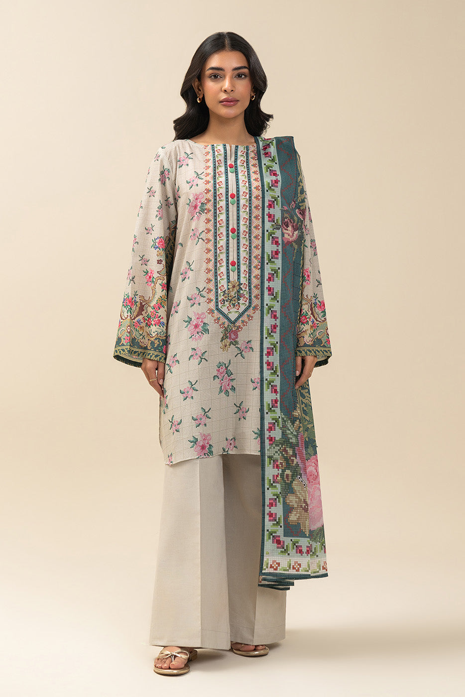 3 PIECE PRINTED LAWN SUIT-ROSEATE GRACE (UNSTITCHED)