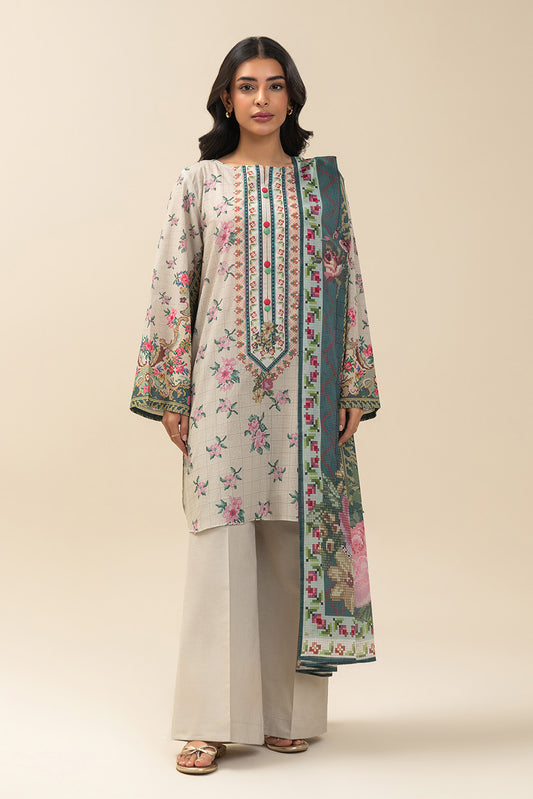 3 PIECE PRINTED LAWN SUIT-ROSEATE GRACE (UNSTITCHED)