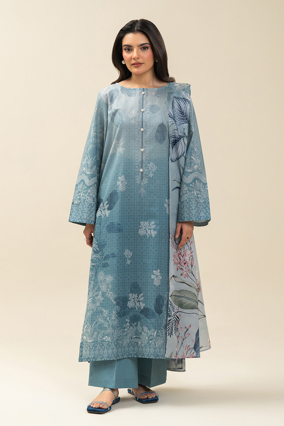 3 PIECE PRINTED LAWN SUIT-LAPIS HILL (UNSTITCHED)