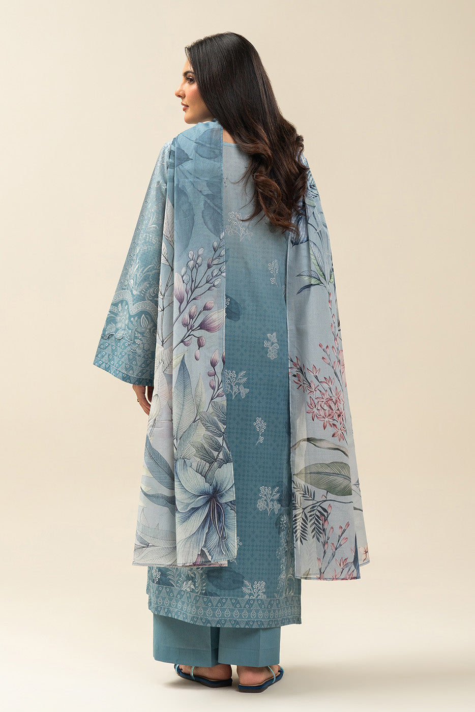 3 PIECE PRINTED LAWN SUIT-LAPIS HILL (UNSTITCHED)