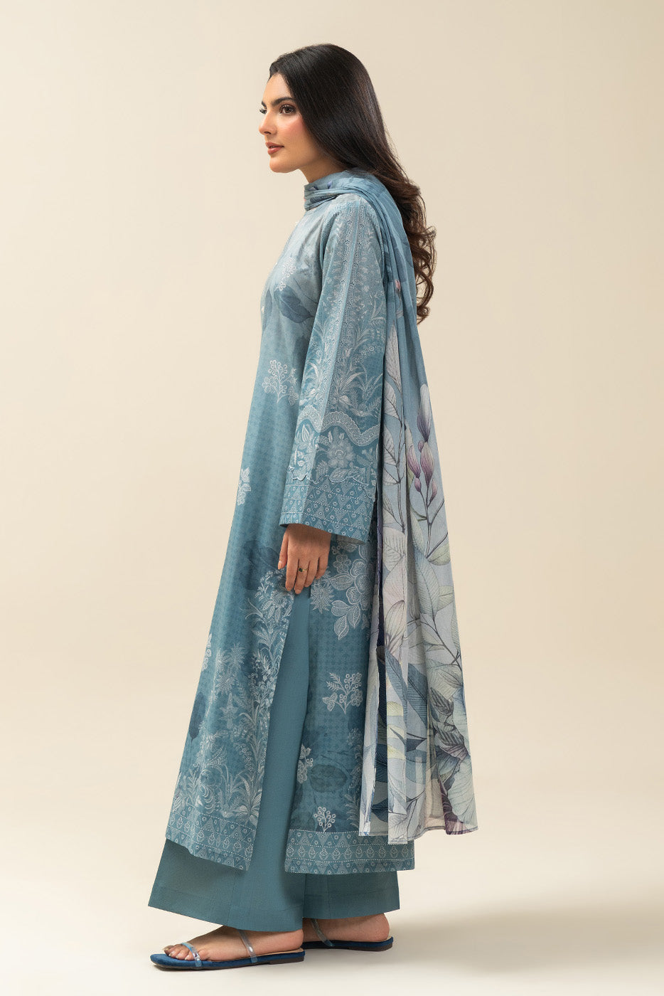 3 PIECE PRINTED LAWN SUIT-LAPIS HILL (UNSTITCHED)