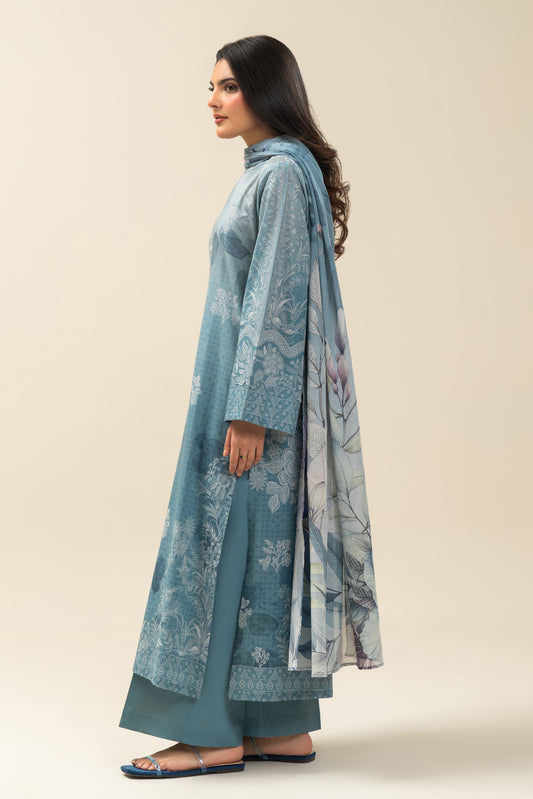 3 PIECE PRINTED LAWN SUIT-LAPIS HILL (UNSTITCHED)