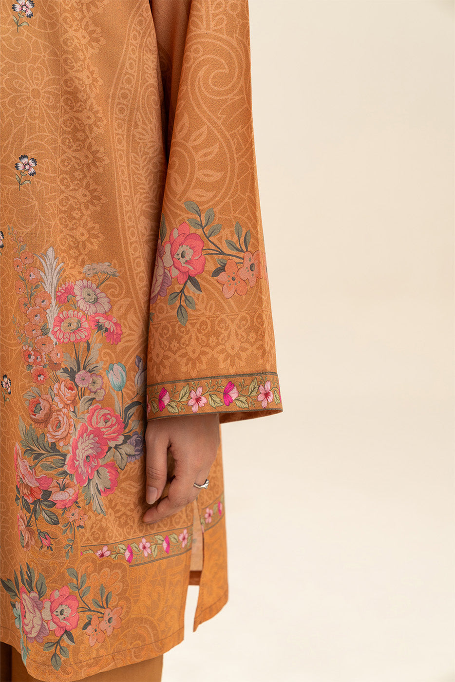 3 PIECE PRINTED LAWN SUIT-FALL FLORE (UNSTITCHED)