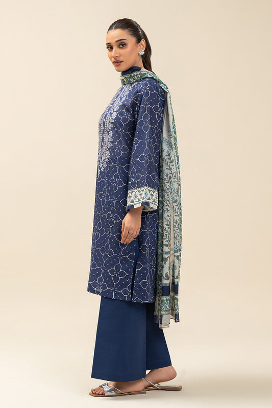 3 PIECE PRINTED LAWN SUIT-AZURE GRACE (UNSTITCHED)