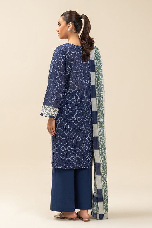 3 PIECE PRINTED LAWN SUIT-AZURE GRACE (UNSTITCHED)