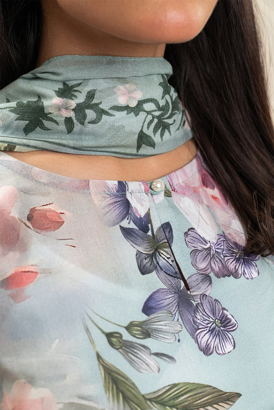 3 PIECE PRINTED LAWN SUIT-MINTY BREEZE (UNSTITCHED)